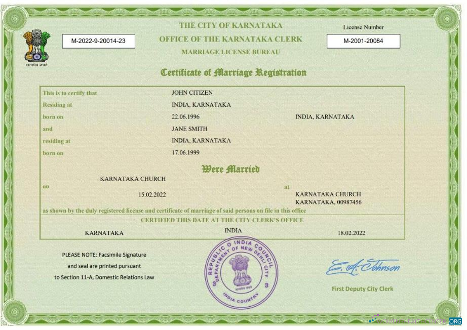 Download India marriage certificate Word and PDF template, fully editable Photoshop template
